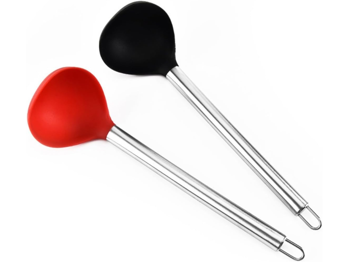 Conjunto De 2 Colheres Sopa Em Silicone E Aço Inoxidável