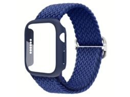 Pulseira de Nylon com Fivela de Escada e Capa Fosco Halinuia para Apple Watch Series 45 Mm , Azul Escuro