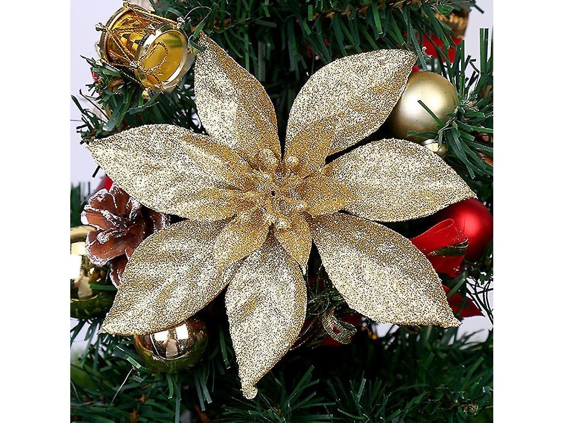 Enfeite De Natal Com Flores Artificiais Brilhantes Para Pendurar Na Rvore De Natal Decorao Para Festas Hengjian (1/10 Peas)