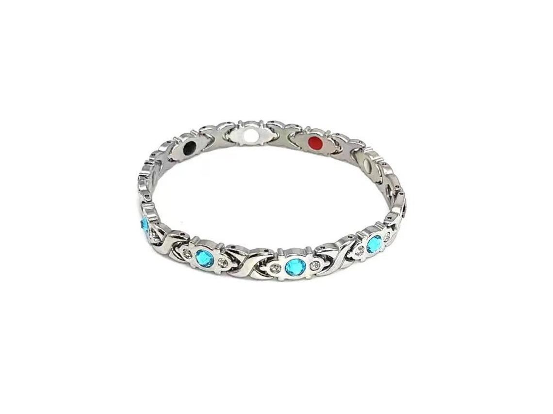 Pulseira De Cobre, Bracelete De Terapia Magnética Cravejada De Diamantes, Removível (diamante Azul-prateado) Spqment