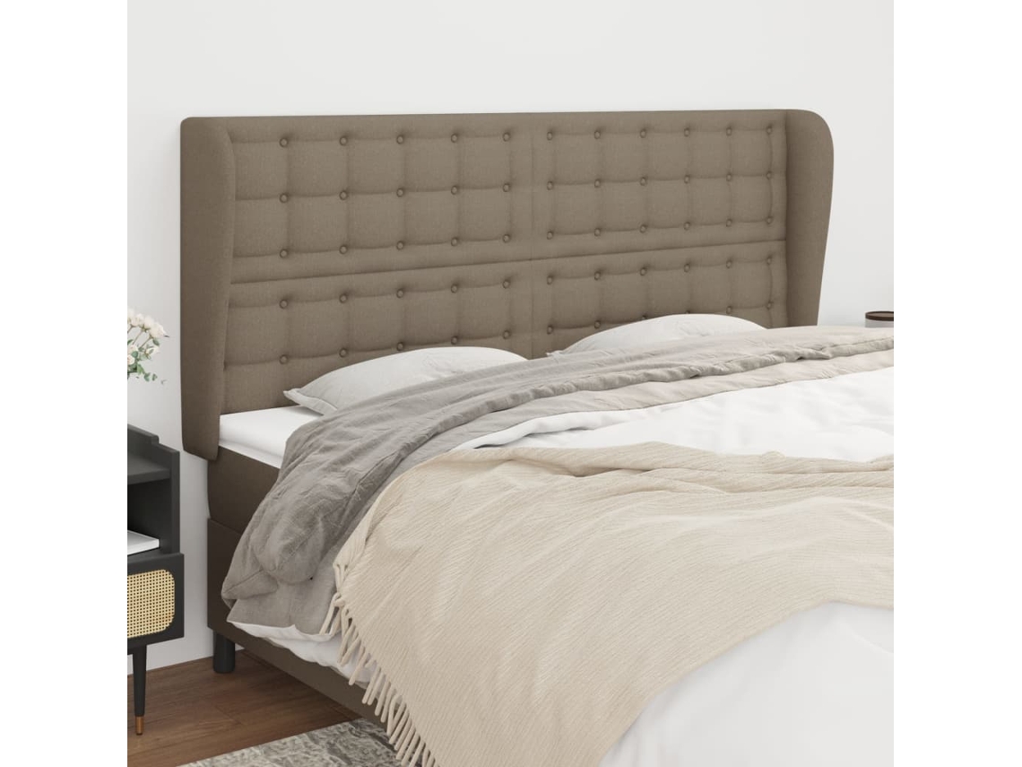 Vidaxl Cabeceira Cama Abas Tecido 203x23x118/128 Cm Cinza-acastanhado