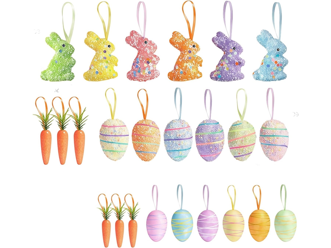 Conjunto de Coelhinhos de Espuma com Mola para Pendurar Artigos de Páscoa para Casa, Jardim, Etc. SFUSHOS
