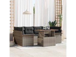 Vidaxl Conjunto De Sofá De Jardim 7 Unid. Cinzeto