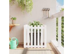 Vidaxl Vaso De Jardim C/ Design Cerca 70x70x70 Cm Pinho Maciço Branco