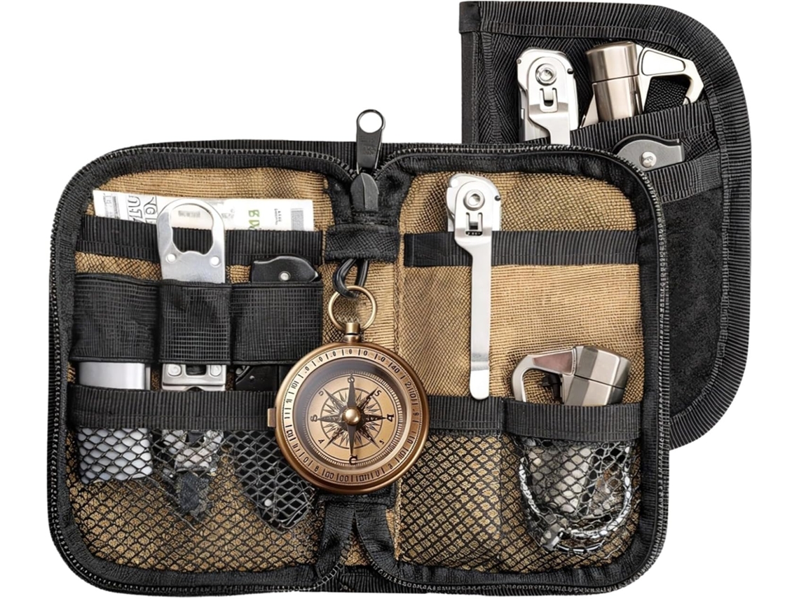 Bolsa organizadora EDC genérica, mini bolsa para equipamentos táticos, porta-ferramentas compacto com sistema MOLLE.