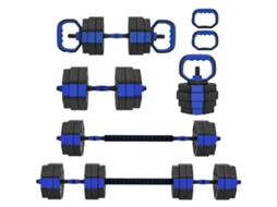Conjunto Treino Força Halter 6 em 1 Kettlebell Ajustável 30kg Azul