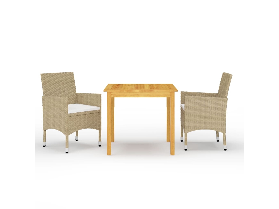 Dining Set, Dining Sets Vidaxl Bege Madeira De Acácia (n/a)