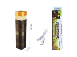 Tocha Minecraft Brownstone Luz Noturna Led De 28 Cm Com Usb C Fd Aquaforge