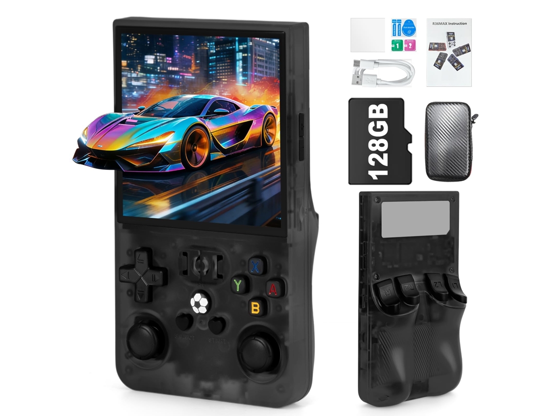 Console Portátil Retrô R36max com Mais de 22.000 Títulos Clássicos, Tela de 4 Polegadas, 128gb AQUAFORGE