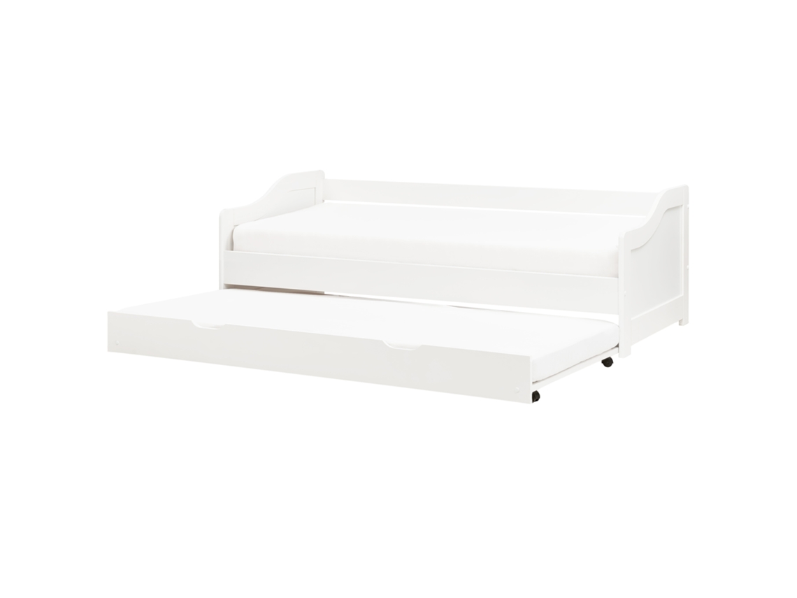 Cama dupla em gaveta de madeira BELIANI Luneray de Pinho Branco 189x206x65
