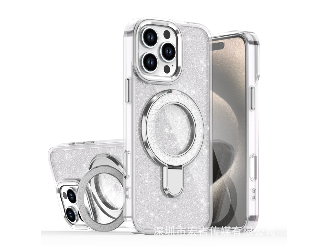 Capa De Celular Com Suporte Magnético E Glittertransparente - Iphone 17pro