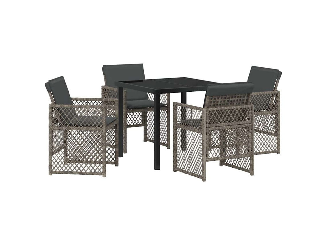 Conjunto de Jantar para Jardim 5 Pcs Cinzeto Vime Pe MAISON EXCLUSIVE