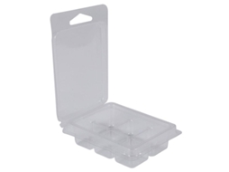 2026 100 Moldes Clamshell para Cera Cuadrados 6 Cavidades Plástico Transparente Reutilizable para Fabricar Velas Cor Transparente