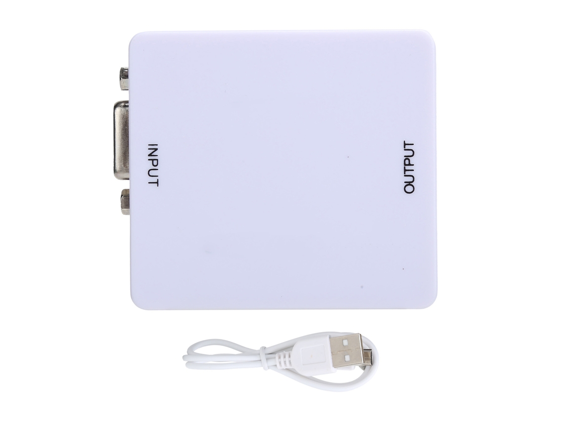 Adaptador VGA para interface multimédia de alta definição mini HDMI 1080p, branco