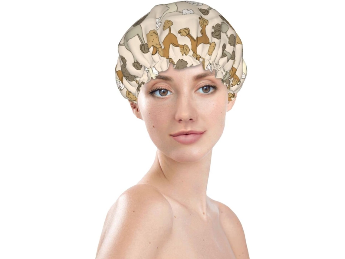 Touca De Banho Feminina, Reutilizável, Impermeável, Dupla Camada, Com Elástico, Ideal Para Pelos Longos, Touca De Banho