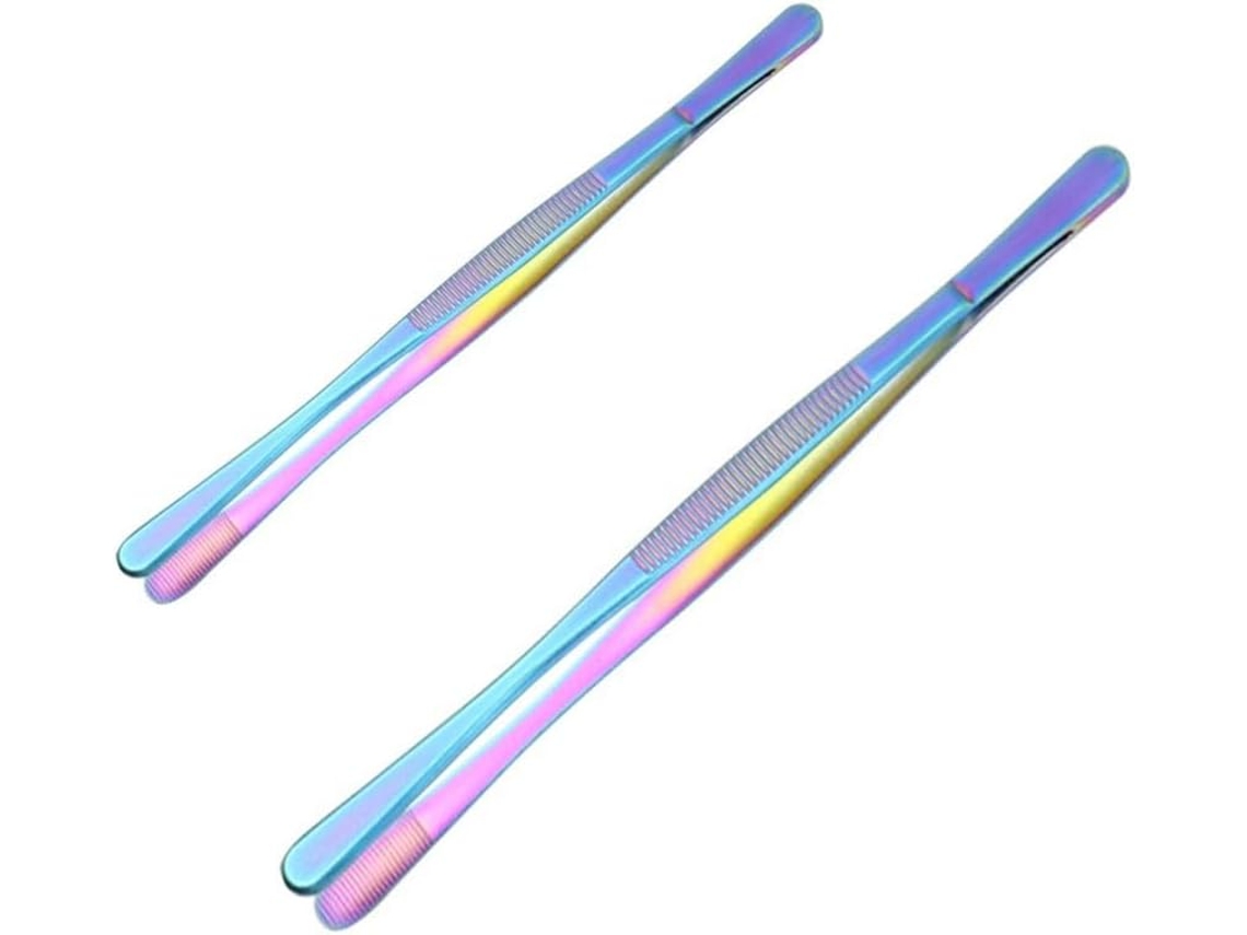 Conjunto De 2 Pinças Para Churrasco Zoegneer Em Aço Inoxidável, 25cm E 30cm, Com Cabo Antiderrapante Para Grelhar, Assar