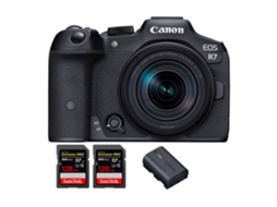 Eos R7 + Rf S 18 150mm Stm + 2 Sandisk 128gb Uhs ii 300mb/s + 1 Canon Lp e6nh Máquina Fotográfica Híbrida + Ebook Pricedirect CANON