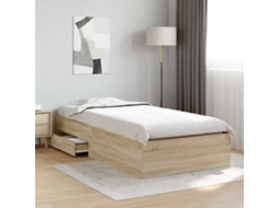 Vidaxl Estrutura da Cama Castanho 90 X 190 Cm Madeira Processada