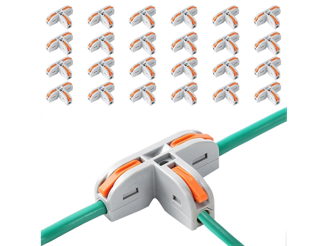 Conectores de Cable Tipo Palanca, 25 Piezas Conectores T rápido para Cable Sólido Y Multifilar Awg 28 12, Transparentes Y Fáciles de Usar