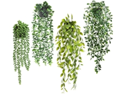 Conjunto De 4 Plantas Artificiais Suspensas Para Interiores Com Vaso, Plantas Verdes Artificiais Em Vaso, Plantas Artificiais Pequenas Suspensas