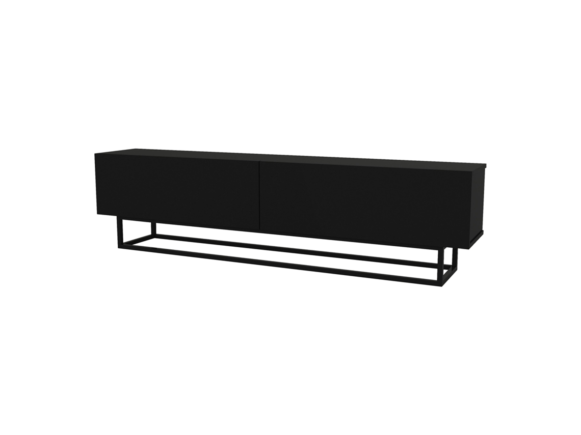 Mesa Baixa Para Tv Nolven Com 2 Portas Moldura Curta 180x32x47 Cm Preto [EN.CASA]