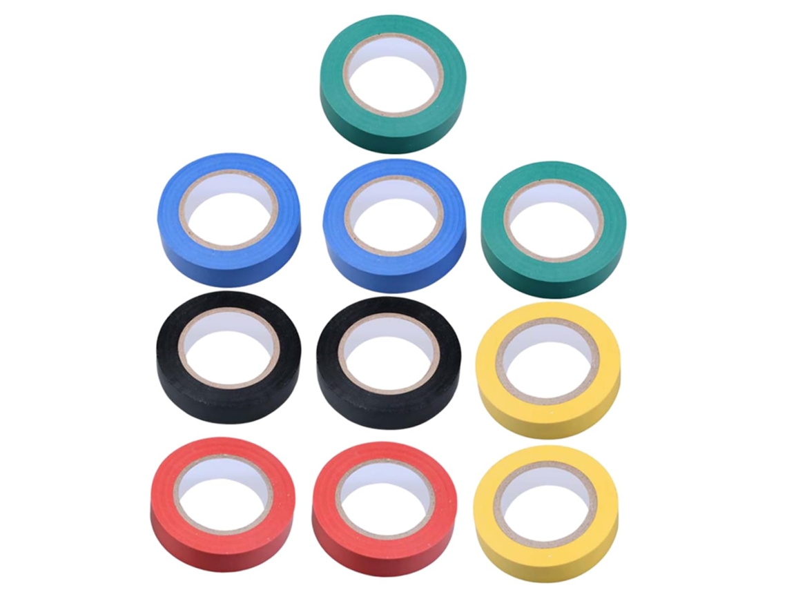Magiclulu 10-rolos De Fita Isolante Elétrica Adesiva Profissional Em Pvc, Impermeável E Segura Para Uso Industrial