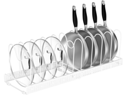 Organizador De Tampas - Armazenamento Com 10 Compartimentos Ajustáveis - Antiaderente - (branco)