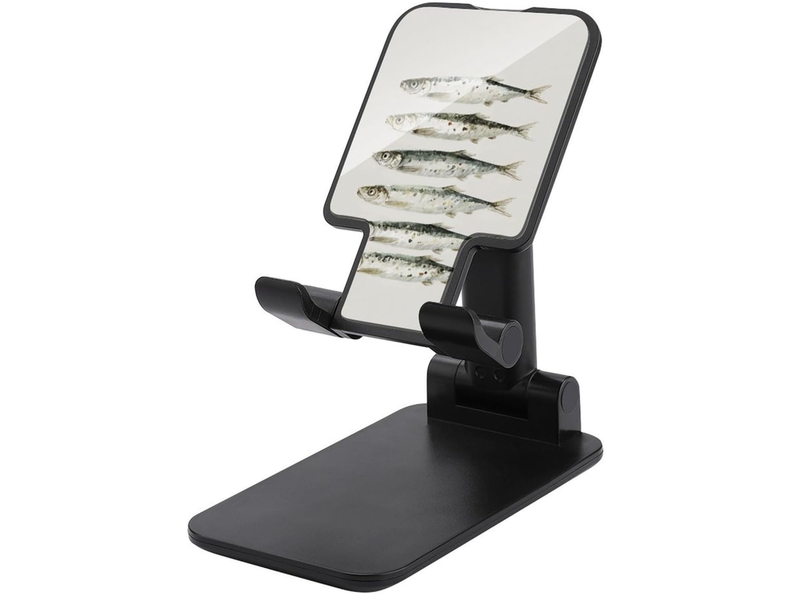 Suporte De Mesa Ajustável E Dobrável Vertical Vintage Para Celular Com Estampa 6 Sardinhas Em Aquarela