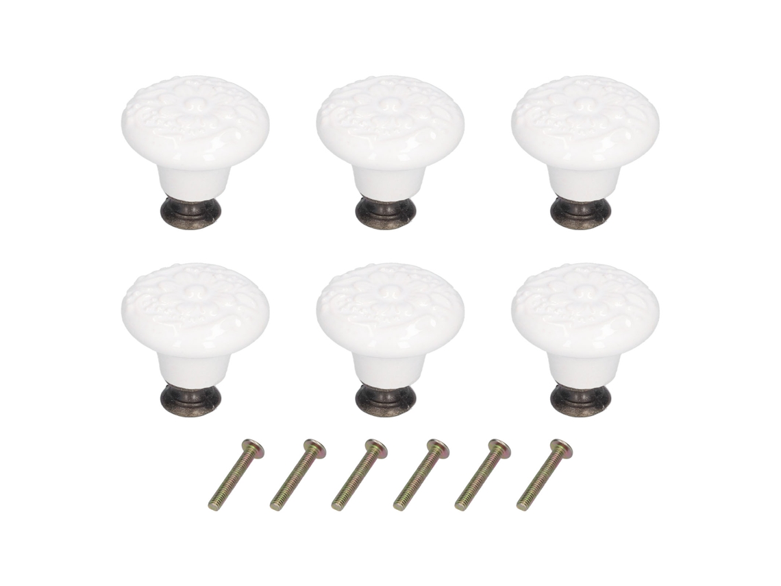 Unhas de Armário Cerâmico Redondo Branco