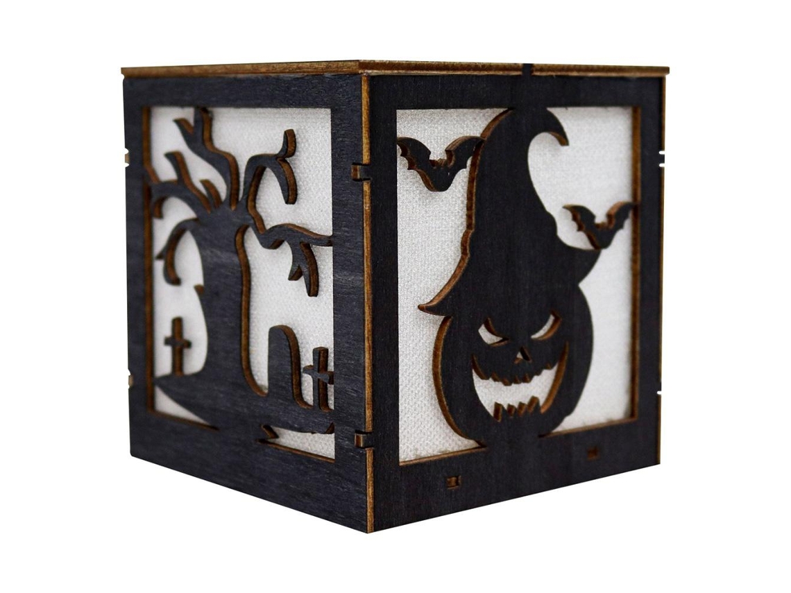 Lanternas de Halloween com Luzes LED em Madeira Abóbora Fantasma Bruxa Decor para Festa S/MARCA