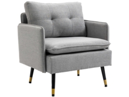 Poltrona relax com apoio de braços e assento acolchoado, cinza, com pés de aço, 76x68x80 cm S/MARCA