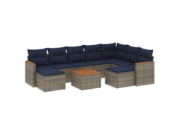 Conjunto de Sofá de Jardim, 10 Peças, Almofadas, Rattan Cinza MAISON EXCLUSIVE