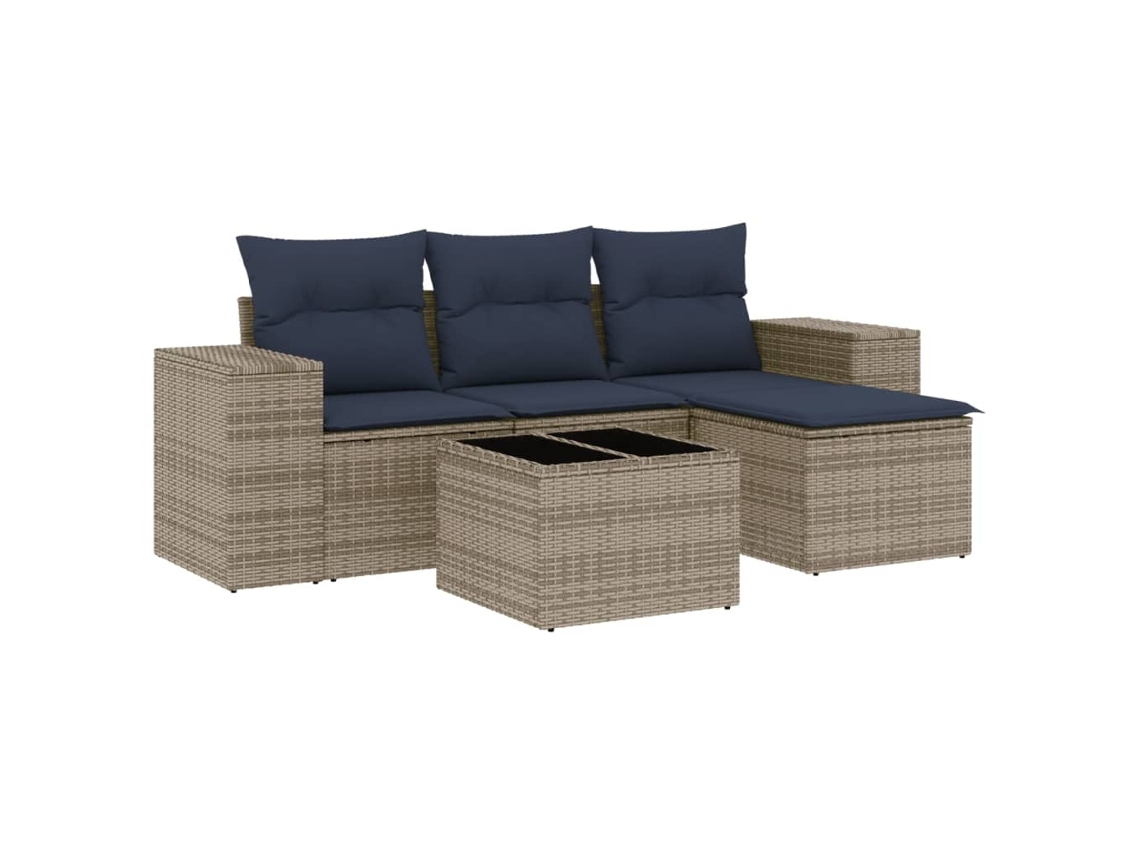 Conjunto de Sofá de Jardim, 5 Peças, Almofadas, Rattan Cinza MAISON EXCLUSIVE