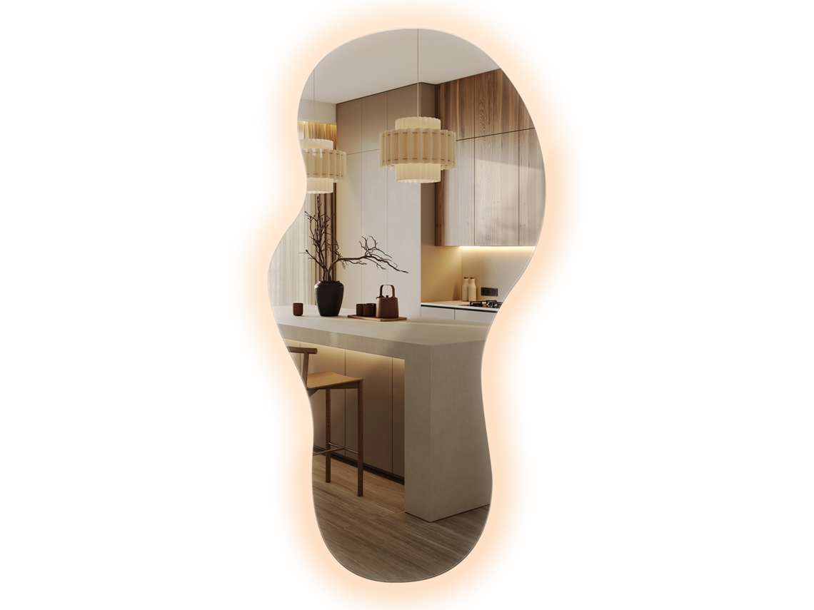 Espelho de Parede Led ESPELHARTE com Formato Irregular (45x90 Cm Luz Quente 3000k)
