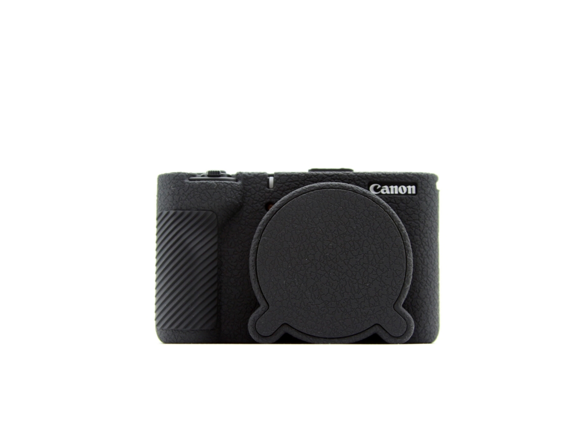 Capa Protetora Silicone HEXINYIGJLY para Canon Powershot V1antirriscos, Acesso Tripé, Tampa de Lente Preto