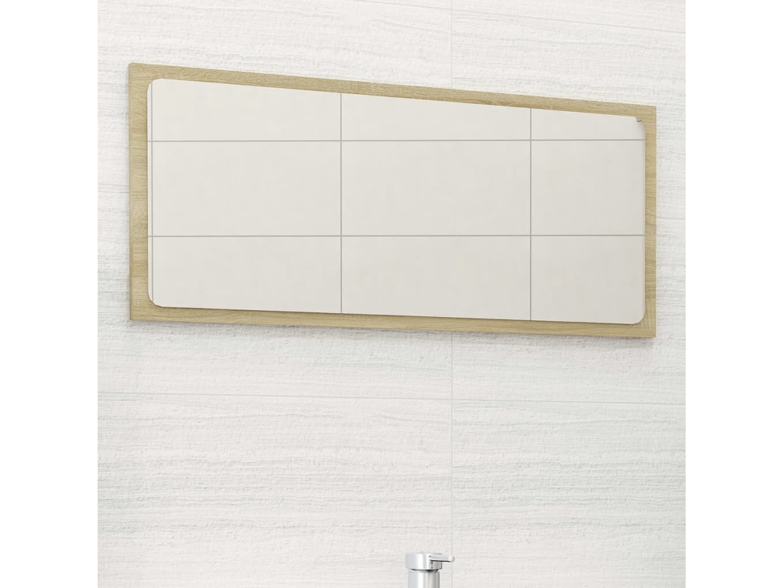 Vidaxl Espelho De Casa De Banho 80x1,5x37 Cm Contraplacado Carvalho