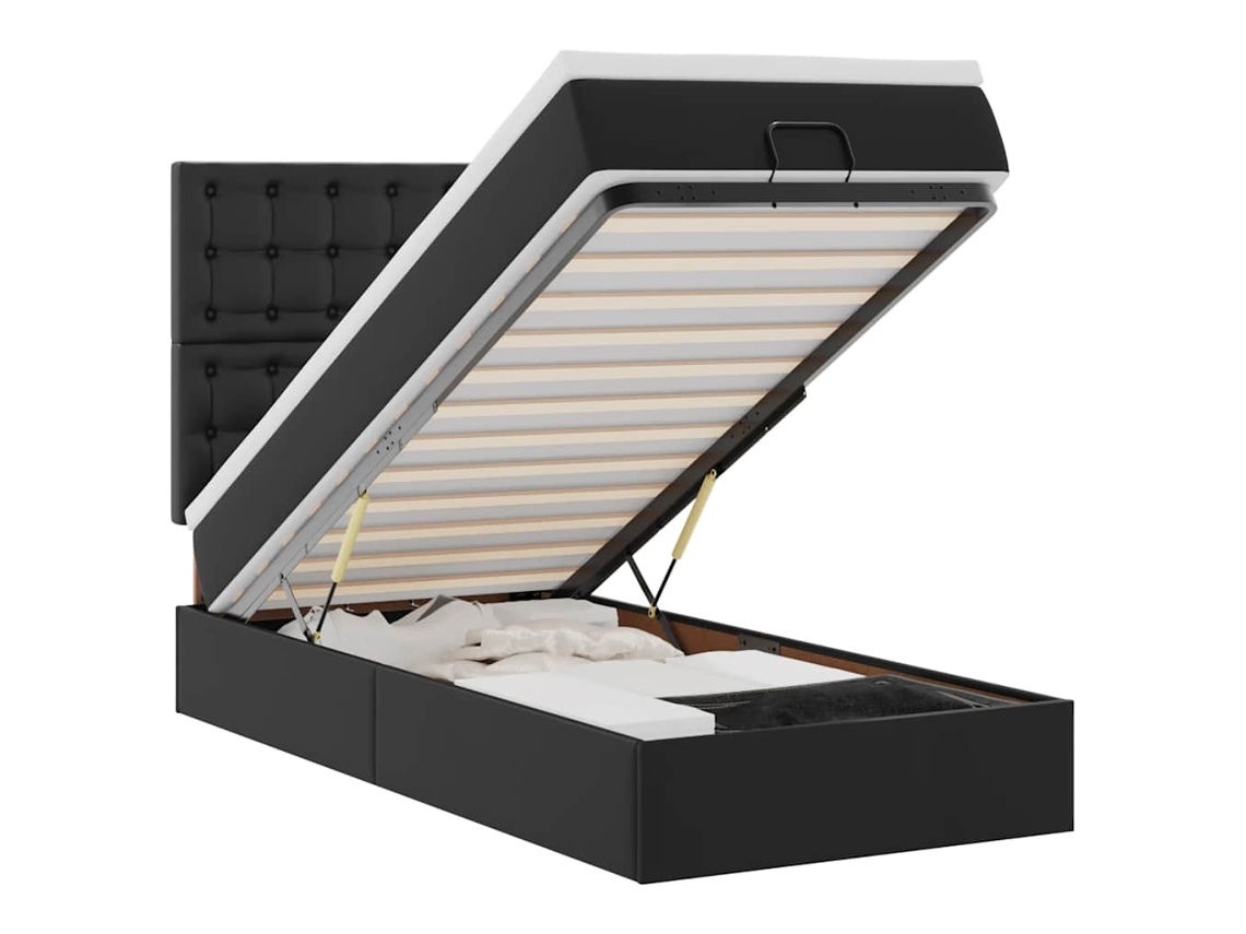 Ottoman Bed, Ottoman Beds Vidaxl Preto Couro Artificial (90 X 200 Cm)