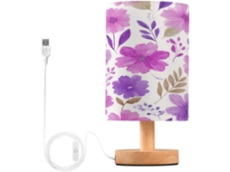 Abajur De Cabeceira Com Estampa Floral Em Aquarela, Luminária De Cabeceira Led, Luminária De Leitura Com Portas Usb E