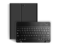Capa Com Teclado Bluetooth Em Couro Compatível Com Ipad Air 11 (2024), Cor Preto