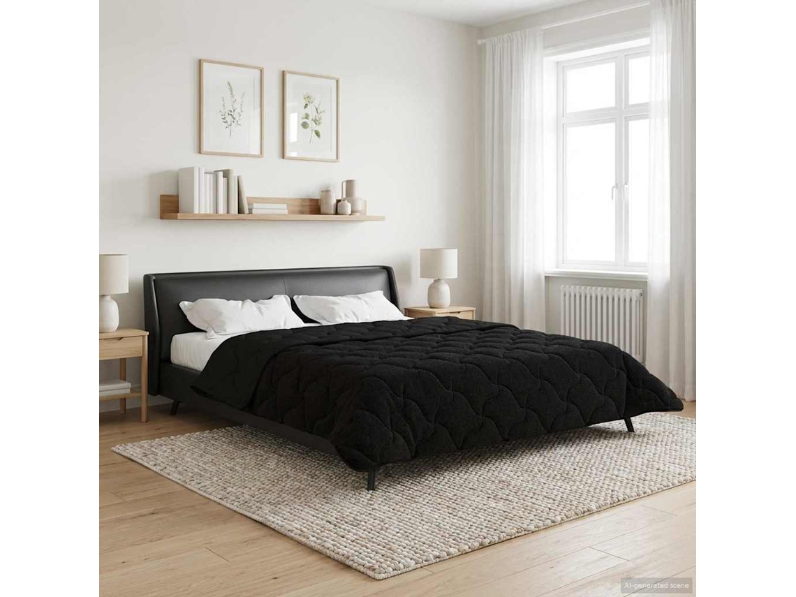Vidaxl Duvet De Ano Inteiro Colchonete Preto 240 X 260 Cm