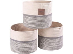 Cubos de Armazenamento Voten 11x11'' 3 Pacotes para Organizador de Cubos 12x12'' com Algodão Cinza S/MARCA
