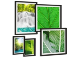 Composição De Quadros Pinturas Asiáticas, Japandi Moldura Preta Imagens Para Um Quarto Infantil Espelharte (conjunto De 5 Imagens)