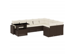 Conjunto de 10 Sofás Jardim com Almofadões Vime Pe Castanho MAISON EXCLUSIVE (10 pcs)