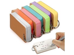 Conjunto com 7 Cartões de Memorização com Argolas, Cartões de Vocabulário, 350 Folhas de Papel, um Porta cartões e um Pequeno Caderno. MDUG