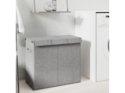 Cesto de Roupa Dobrável Cinza 64, 5x34, 5x59 Cm em Linho Sintético BRILVIBERA