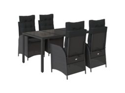 Garden Dining Set, Garden Dining Sets Vidaxl Preto Rattan / Vime (150 Cm Table Length)
