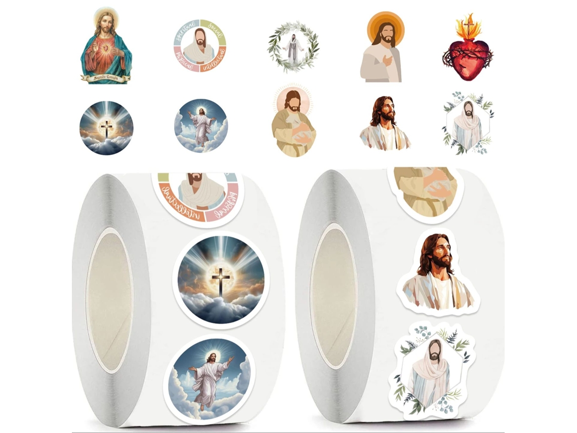 500 Adesivos Religiosos de Jesus, Lindos em Estilo Cartoon, Feitos de Pvc À Prova D'água. MDUG