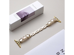 Bracelete para Apple Watch 42/41/40/38mm Metal com Formato de Coração Concha Dourada e Branca XIAOMOYU