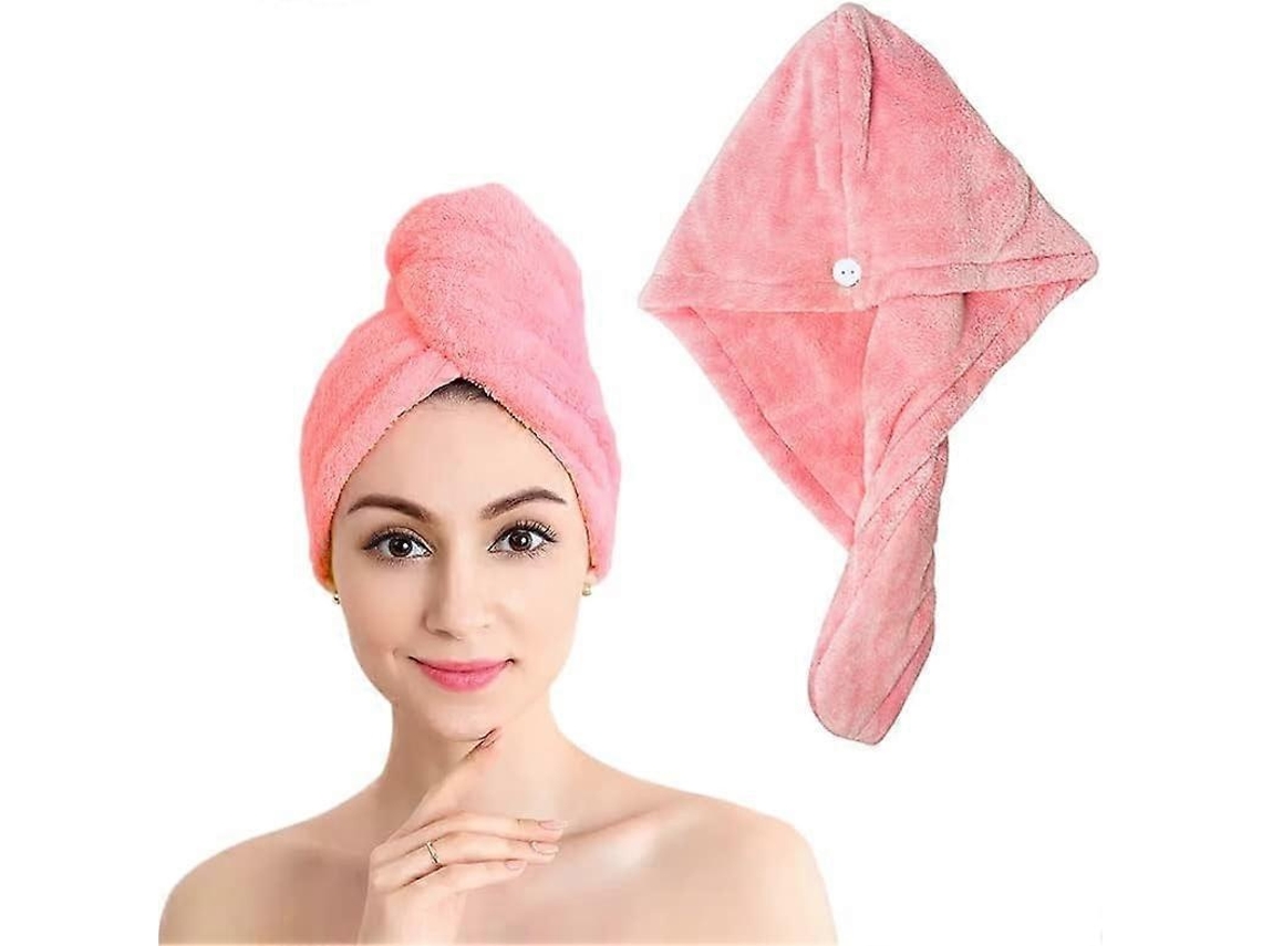 Touca De Secagem Para Cabelo Em Microfibra, Com Botão E Enrolamento Prático Elysve