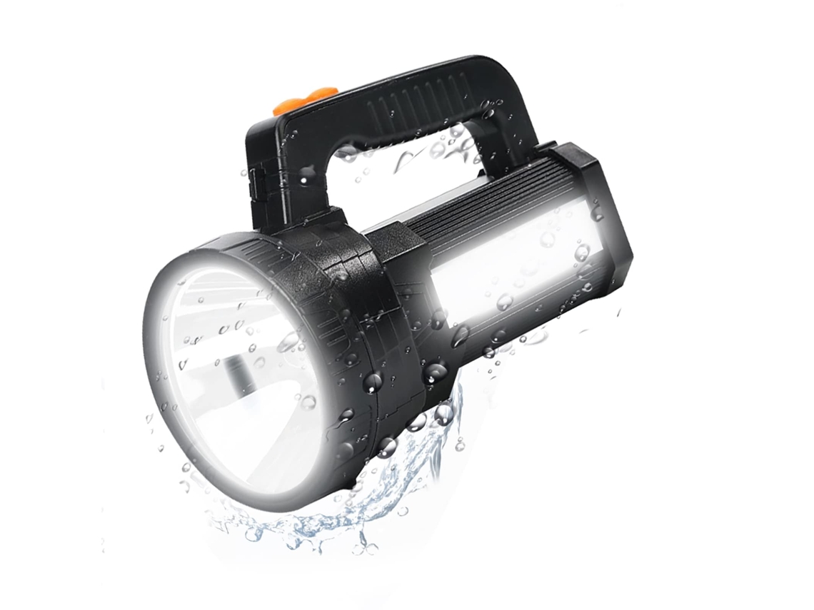 Lanterna Grande Portátil Recarregável, 10000 Lúmens Poderoso Holofote Led Holofote Estroboscópio Lanterna Combinação, 6 Modos de Iluminação HALINUIA